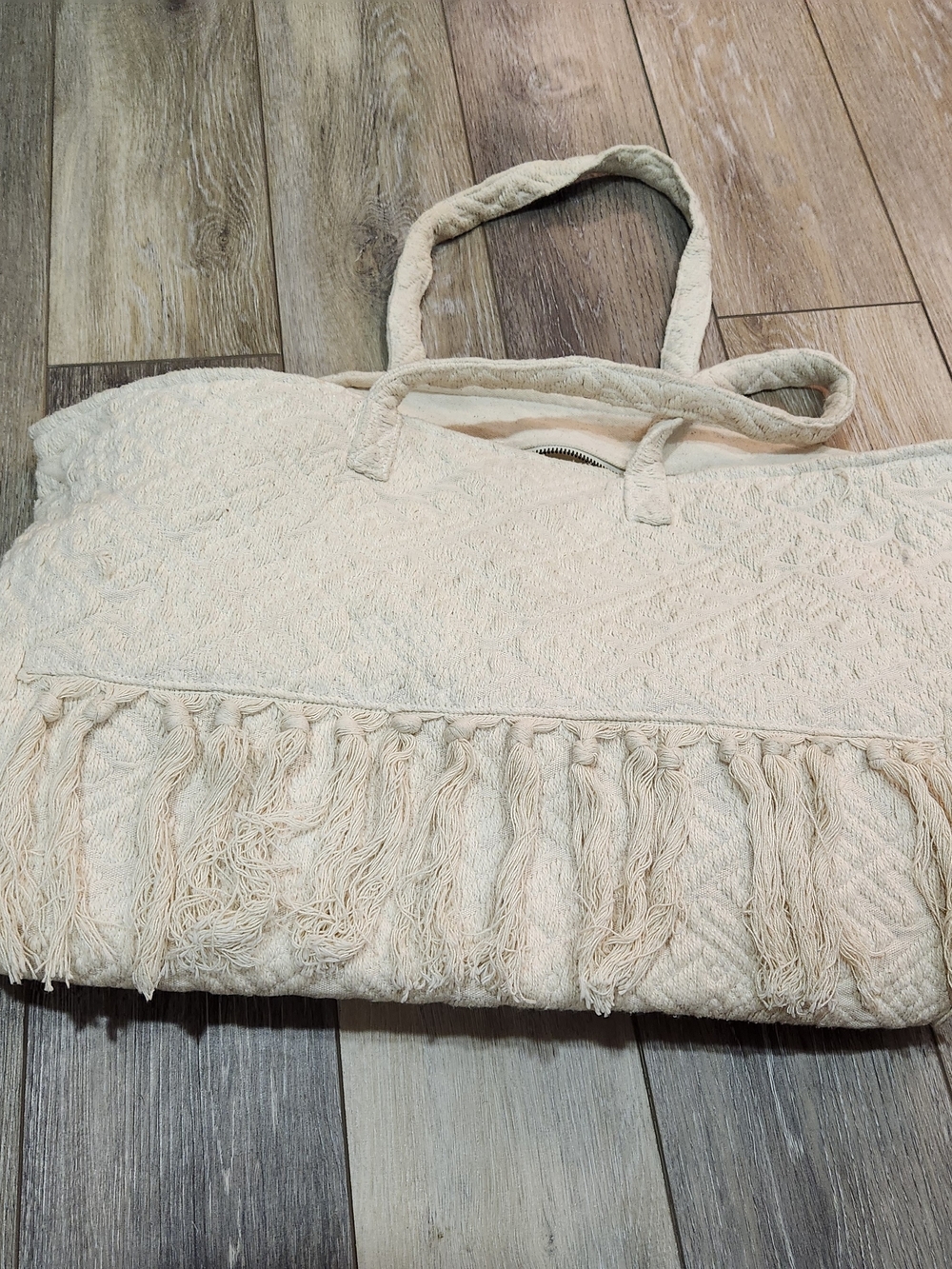 Amuse Society Cream Fringe Tote